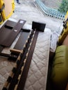 Transportation of bed and box spring in a lorry Royalty Free Stock Photo