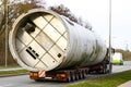 Transportation of bulky cargo by road with a special adapted trailer Royalty Free Stock Photo