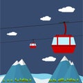 Transportation cable car with big mountain background Vector Illustration Royalty Free Stock Photo