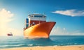 Transportation by cargo ship, online order tracking, global logistic, sea logistics. Ship, warehouse, cargo, container, courier. Royalty Free Stock Photo