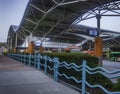 Busy rail and bus transportation center in Orlando,Florida serving early morning commuters during the early morning hours