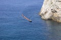 Transportation of colorful kayaks for tourists by water on the Adriatic Sea to the West Harbour, Dubrovnik, Croatia