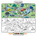 Transportation Coloring book of roads with cars