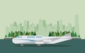 Transportation commercial passengers airplane cartoon