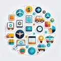 transportation concept with icons set, vector illustration Royalty Free Stock Photo