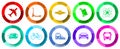 Transportation concept vector icon set, transport and vehicles design web buttons collection in eps 10 Royalty Free Stock Photo