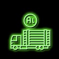 transportation and delivery aluminium production neon glow icon illustration