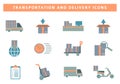 Transportation and delivery icon set