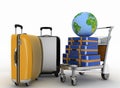 Transportation of earth and suitcases on freight light cart