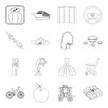 Transportation, education, sports and other web icon in outline style.service, medicine, shopping icons in set