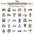 Transportation filled outline icon set, transport Royalty Free Stock Photo