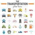 Transportation flat icon set, transport symbols Royalty Free Stock Photo