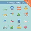 Transportation flat icons set