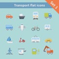 Transportation flat icons set