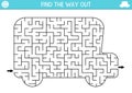 Transportation geometrical maze for kids. Preschool printable activity shaped as school bus. Simple city public transport