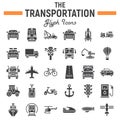 Transportation glyph icon set, transport symbols Royalty Free Stock Photo