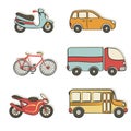 Transportation hand drawing icons