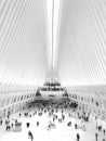 Oculus Interior Black and White with Commuters, New York City Royalty Free Stock Photo