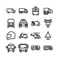 Transportation icon set with car, train, motorcycle line icon Royalty Free Stock Photo