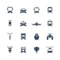 Transportation icon set, front view