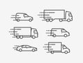 Transportation icon set. Transport, delivery symbol. Vector illustration