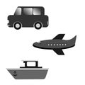 Transportation icons. Car, plane, ship. Royalty Free Stock Photo