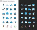 Transportation icons light and dark theme Royalty Free Stock Photo