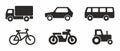 Transportation icons set. City transport simple minimalistic icons on white isolated background
