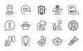 Transportation icons set. Included icon as Escalator, Packing boxes, Return package. Vector Royalty Free Stock Photo