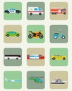 Transportation icons set. Municipal and Travel transport. Public transport. Flat design style. Vector Royalty Free Stock Photo