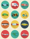 Transportation icons set. Municipal and Travel transport. Public transport. Flat design style. Vector Royalty Free Stock Photo