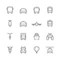 Transportation icon set in thin line style, front view Royalty Free Stock Photo