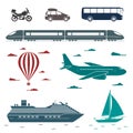 Transportation icons. Vector set of different means of transport Royalty Free Stock Photo