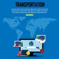 Transportation icons in the world.Set of Delivery Related Vector Line Icons. Vector flat design.