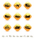 Transportation icons on yellow buttons Royalty Free Stock Photo