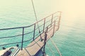 Transportation image of ship`s bow, moving through the sea