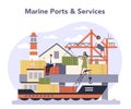 Transportation infrastructure sector of the economy. Sea and river Royalty Free Stock Photo