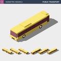 Isometric Icon of Public City Bus. Vector Illustration. Royalty Free Stock Photo