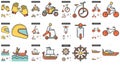 Transportation line icon set.