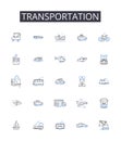 Transportation line icons collection. Assertion, Expression, Communication, Declaration, Utterance, Pronouncement Royalty Free Stock Photo