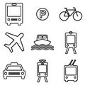 Transportation line icons set. Public transport vector symbols Royalty Free Stock Photo