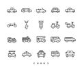 Transportation line icons set