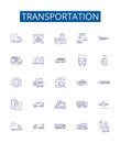 Transportation line icons signs set. Design collection of Transport, Travel, Shuttle, Taxi, Ride, Plane, Ferry, Ship