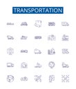 Transportation line icons signs set. Design collection of Transport, Travel, Shuttle, Taxi, Ride, Plane, Ferry, Ship