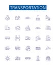 Transportation line icons signs set. Design collection of Transport, Travel, Shuttle, Taxi, Ride, Plane, Ferry, Ship