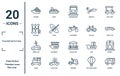 transportation linear icon set. includes thin line cruiser, gear box, hybrid car, train, minibus, motorbike, metro icons for Royalty Free Stock Photo