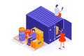 Transportation and logistics concept in 3d isometric design. Vector illustration