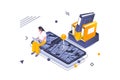 Transportation logistics concept in 3d isometric design. Vector illustration