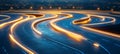 Transportation and logistics glowing pathways and roads on dynamic, blurred background. Royalty Free Stock Photo