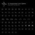 Transportation and Logistics Pixel Perfect Line Icons for Black Background Royalty Free Stock Photo